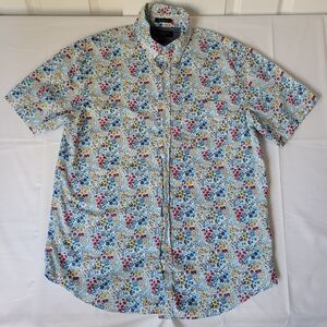 Banana Republic Slim Fit Organic Cotton Floral Shirt Men’s M Short Sleeve